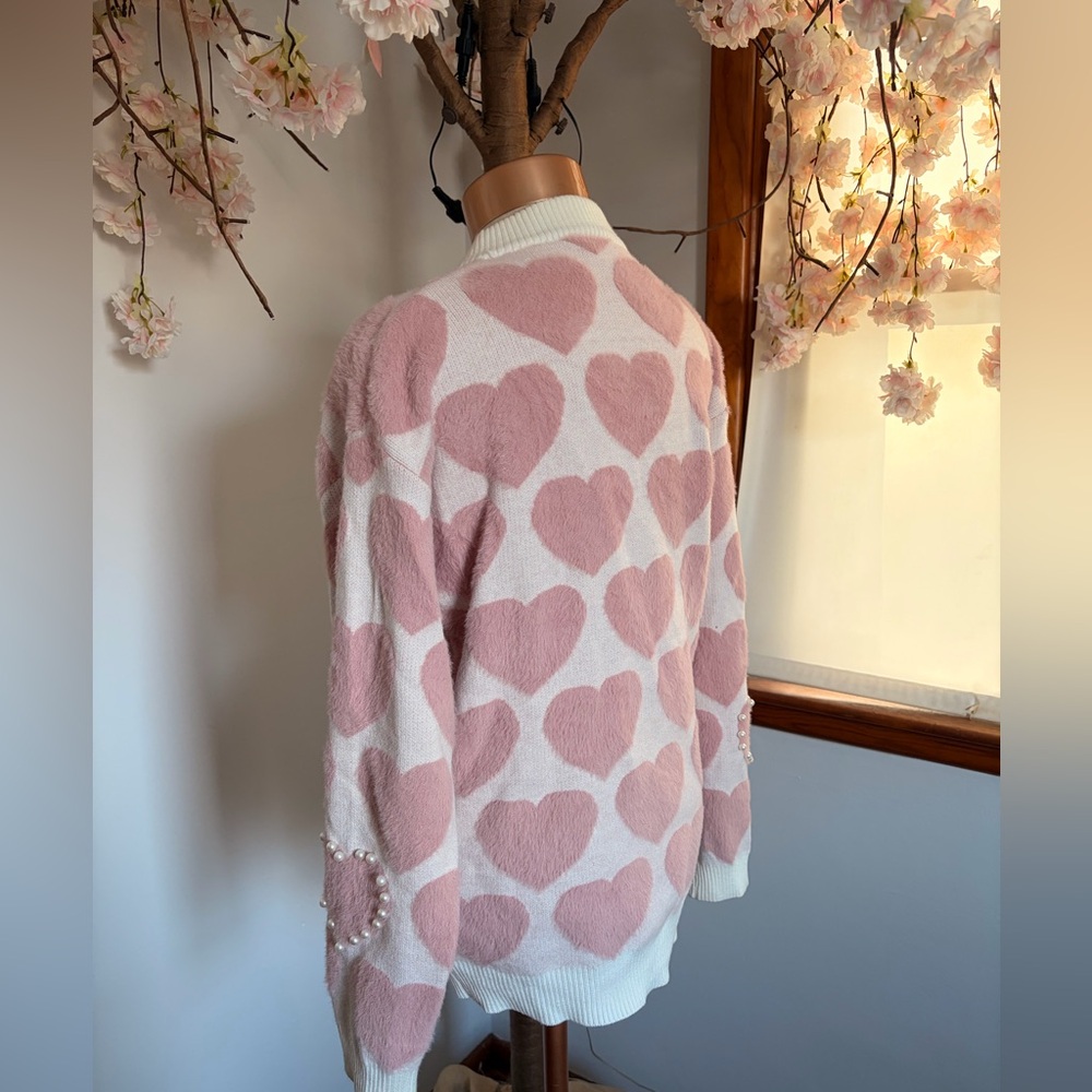 Pink Heart Patterned Sweater - Picture 3 of 8